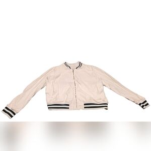 Zara Men's XL White Cotton/Polyester Bomber Jacket (used)